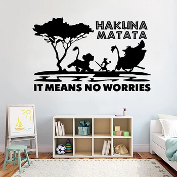 

Lion Hakuna Mattata Pumba Timone Wall Stickers for Kids Bedroom Deocr Vinyl Decal Removable Cartoon Pattern Wallpaper Z283