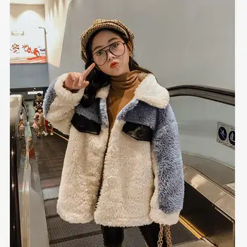 

Baby girl clothes children Lamb fur coat faux fur stitching jackets for girls warm outerwear for girls winter jackets Y2580