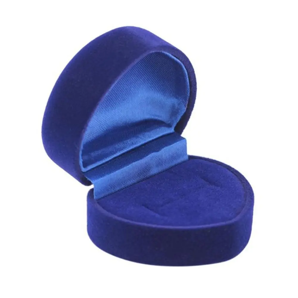 

New Blue Ring Box Jewelry Display Storage Foldable Case For Wedding Ring Valentine's Day Gift Organizer Heart Ring Storaage Case