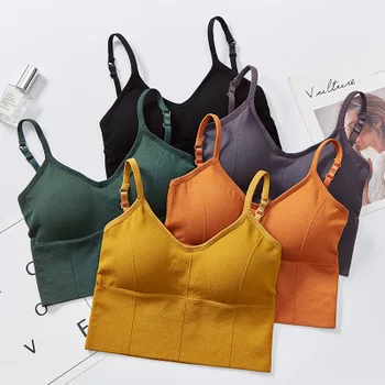 

Women Tank Crop Top Seamless Push Up Bra Underwear Female Tube Tops Sexy Lingerie Intimates With Removable Padded Camisole Femme