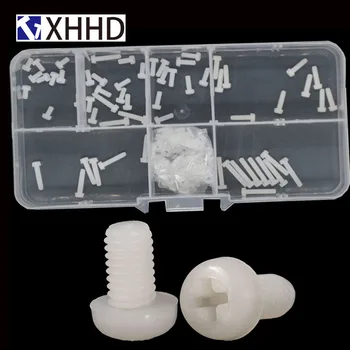 

M2 White Nylon Pan Head Cross Screw Round Machine Screw Plastic Hex Nut Assortment kits