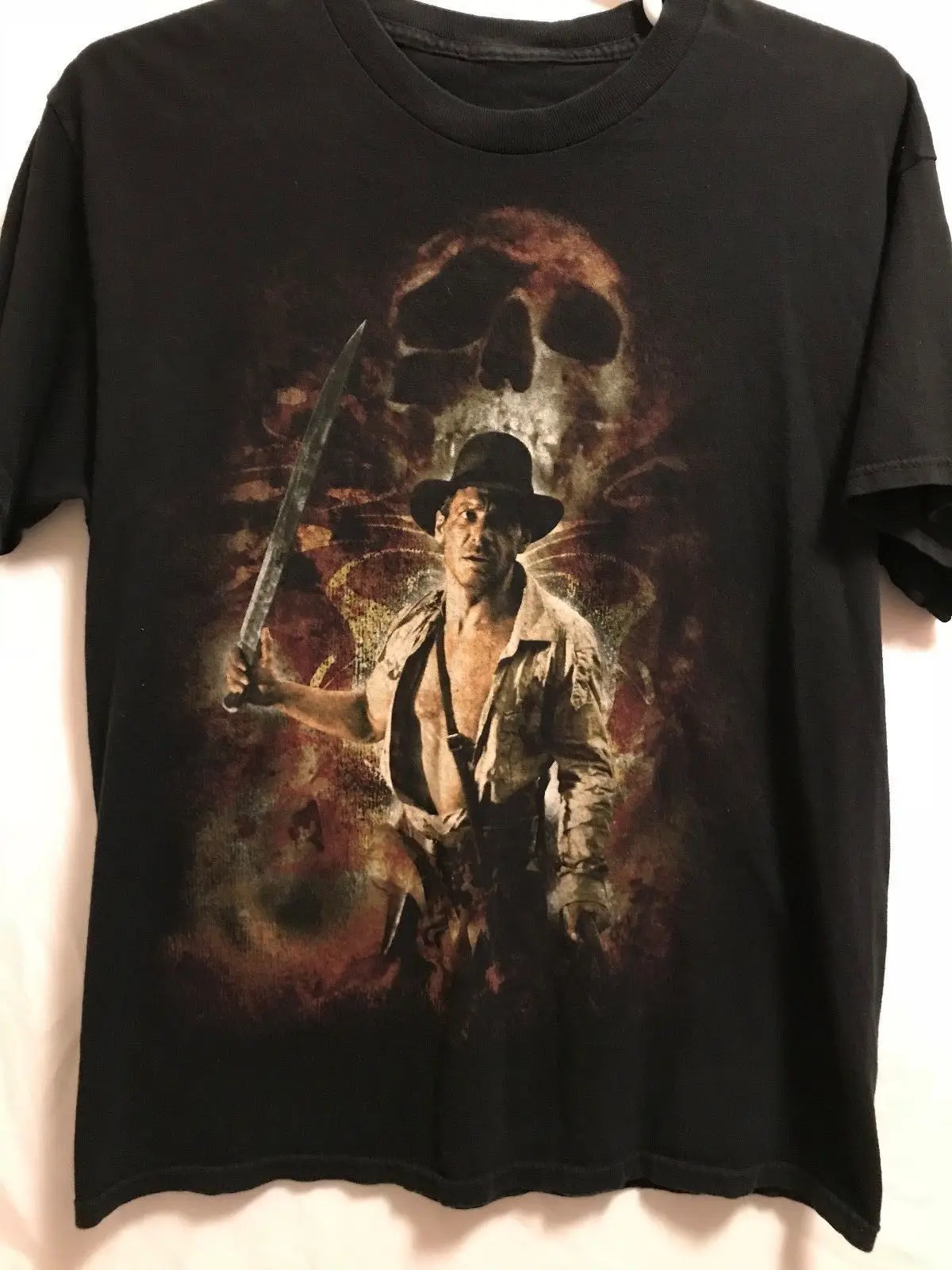 Vtg SPIELBERG LUCAS INDIANA JONES -Kingdom of the Crystal Skull футболка классная Повседневная мужская