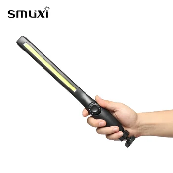 

Smuxi Portable Work Lamp 360° COB LED flashlight Magnetic zoomable Dimming 3 modes Rechargeable waterproof use 18650