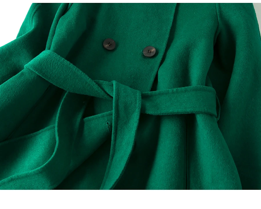 SuyaDream шерстяное пальто с ремнем ручной работы, двустороннее шерстяное Женское пальто из смешанной шерсти, Простая Офисная зимняя верхняя одежда