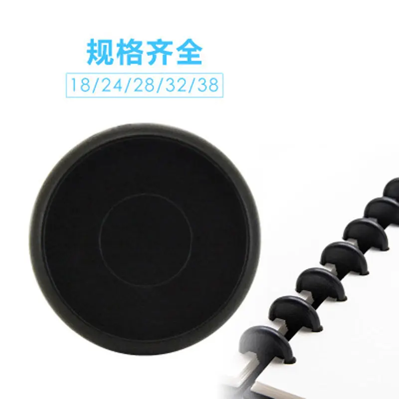 100 Uds Negro redondo anillos de plástico de agujero de hoja suelta anillo libro vinculante disco hebilla aro DIY ligante libreta Oficina anillos