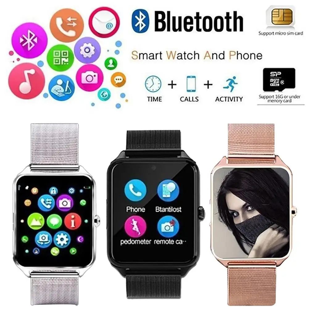 

Z60 Smart Watch Steel Belt Smart Bracelet Bluetooth Call Pedometer Sedentary Remind Sleep Monitor Remote Camera Sports Wristband