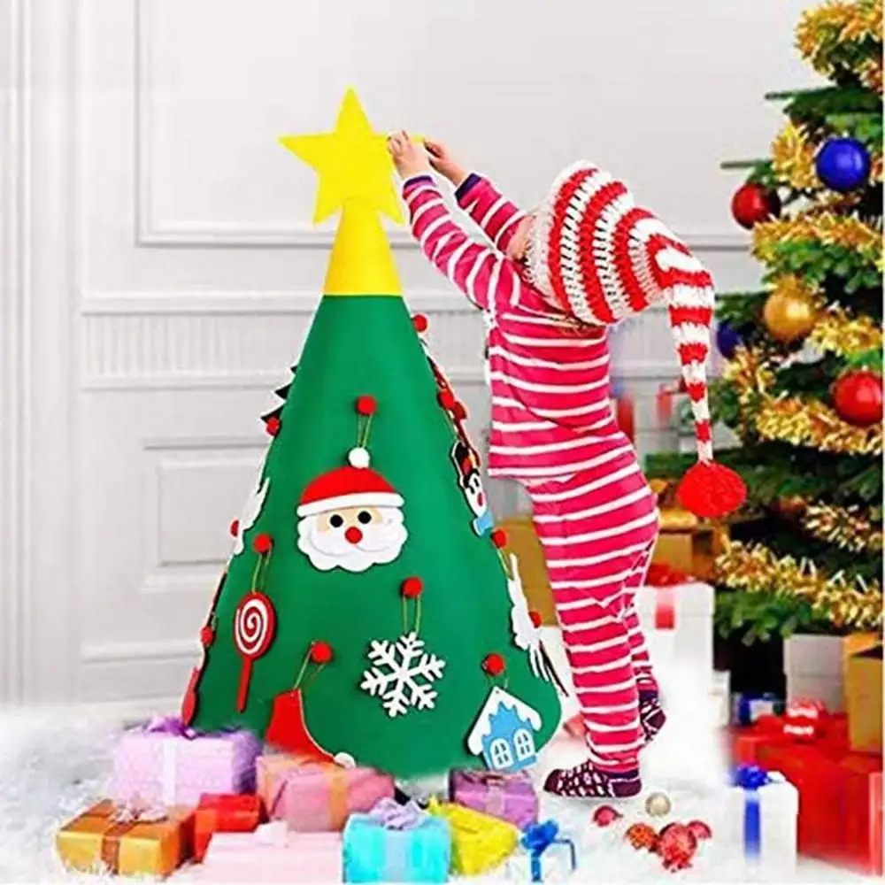 3D DIY детские игрушки Рождественский подарок Премиум Войлок Рождественская елка с подвесными орнаментами Снеговик Санта Клаус