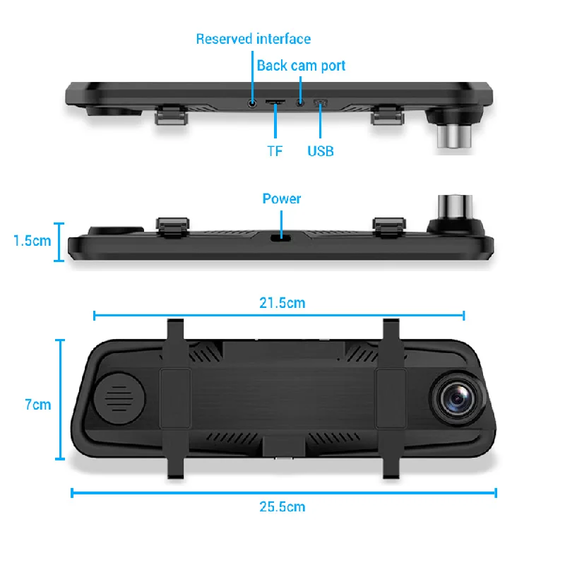 QPLOVE-10inch-Streaming-Media-HD-Car-DVR-1296P-Front-Camera-1080P-Rear-View-Recorder-G-Sensor