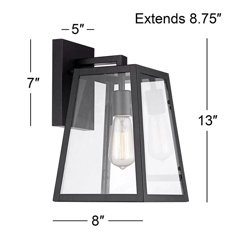 ABUI-наружный настенный светильник прозрачная стеклянная Ретро лампа подходит для дома крыльца патио колода