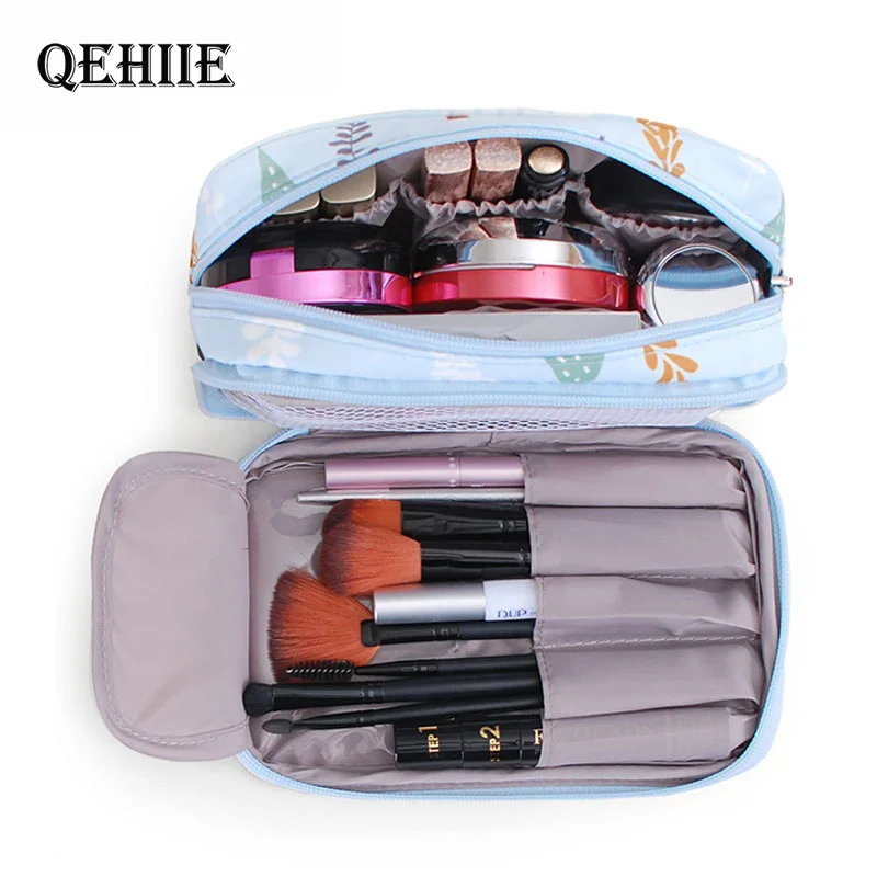 Cute Girl Professional Travel Small Makeup Bag Double Waterproof Cosmetic Bag Fashion Beautician Organizer Toiletry Makeup Pouch