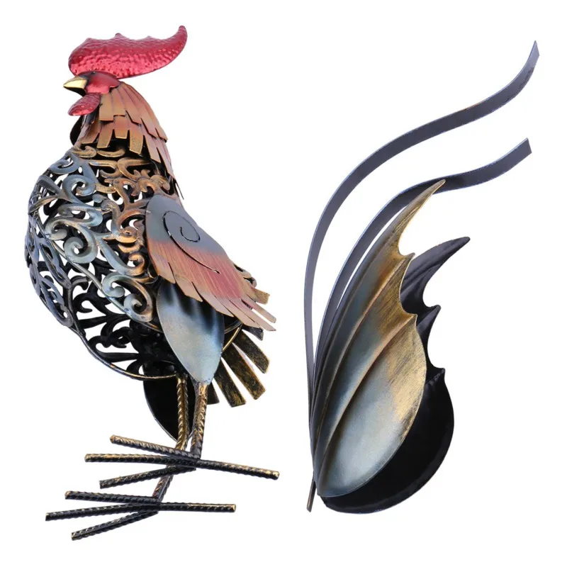 Metal Rooster Sculpture, Carved Iron Rooster, Home Furnishing Articles, Artwork, Decoration