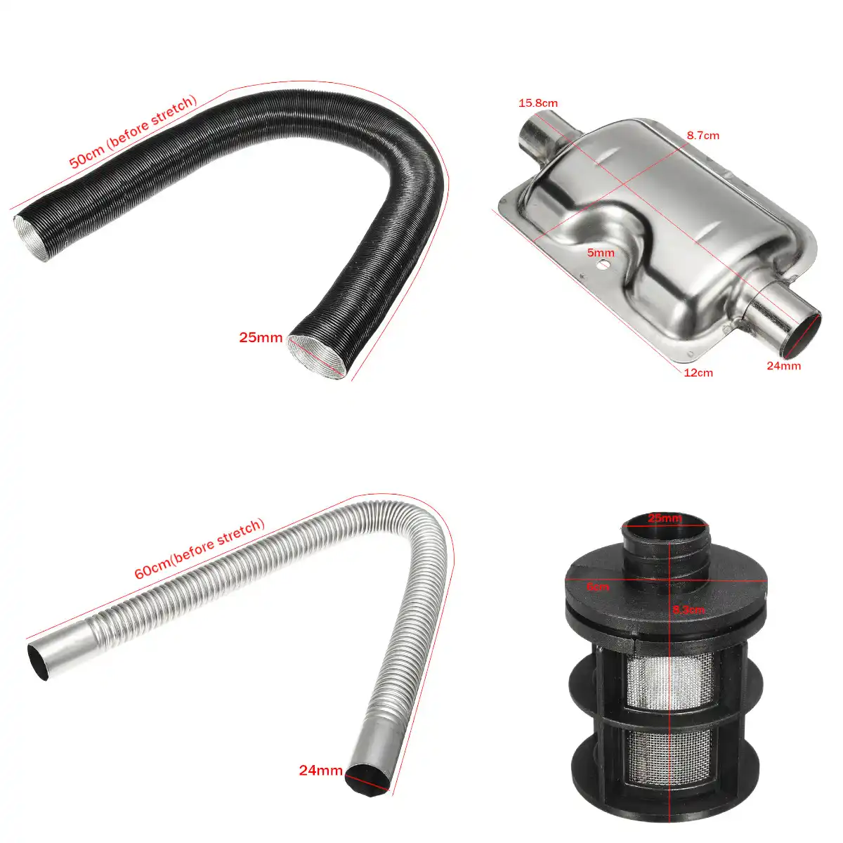 50cm Air Parking Diesel Heater Exhaust Pipe Hose Connector Fit For Eberspacher