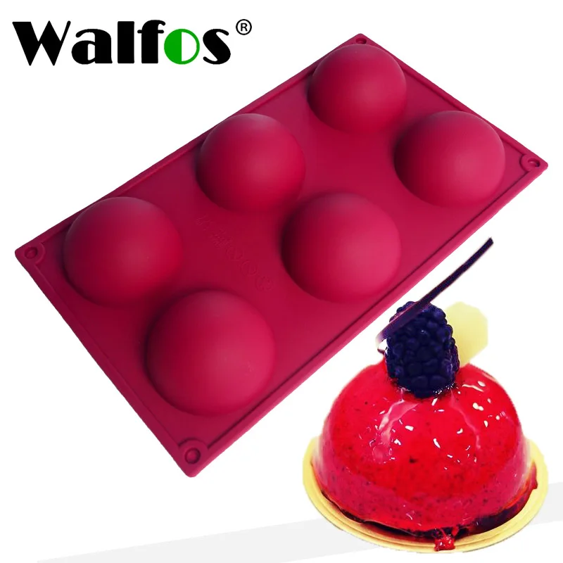 WALFOS 6 Cavity Silicone Cake Mold Non-Stick Baking Pan Cake Decorating Tools Mousse Pudding Jelly Soap Mold Kitchen Accessories