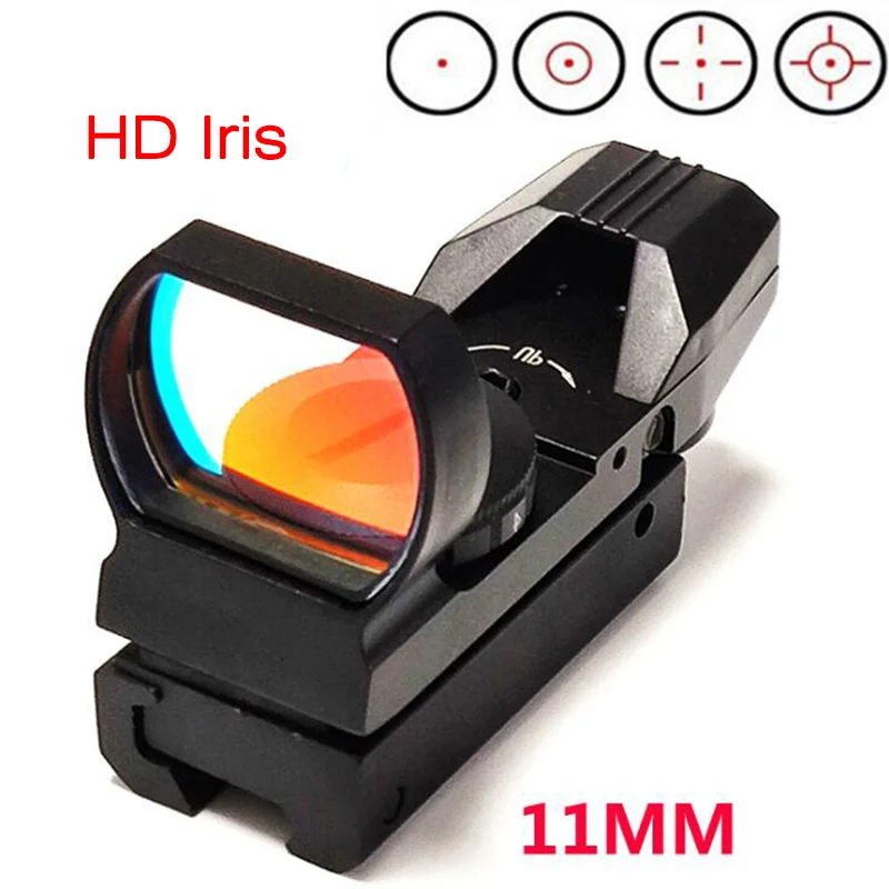 Iris 11mm 20 мм 11 мм рельсовый прицел охотничья оптика голографический красный точка зрения рефлекс 4 сетка тактический прицел Коллиматорный прицел HD Iris - Цвет: Iris 11mm