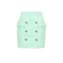 Новейший тренд элегантная Европейская Женская высокая талия сплошной цвет тонкая прямая узкая юбка подиумная Мода Мини Юбки