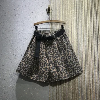 

[EWQ] New Spring Summer 2020 Leopard Print Patchwork Pockets Vintage Short Women Fashion Tide All Match AJ04416XL