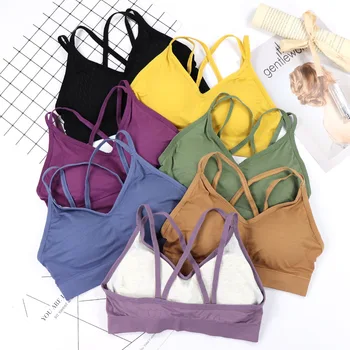 

CHRLEISURE Women Sexy Bra Seamless Beautiful Back Cross Bralette Wavy Pattern Lingerie Bra New