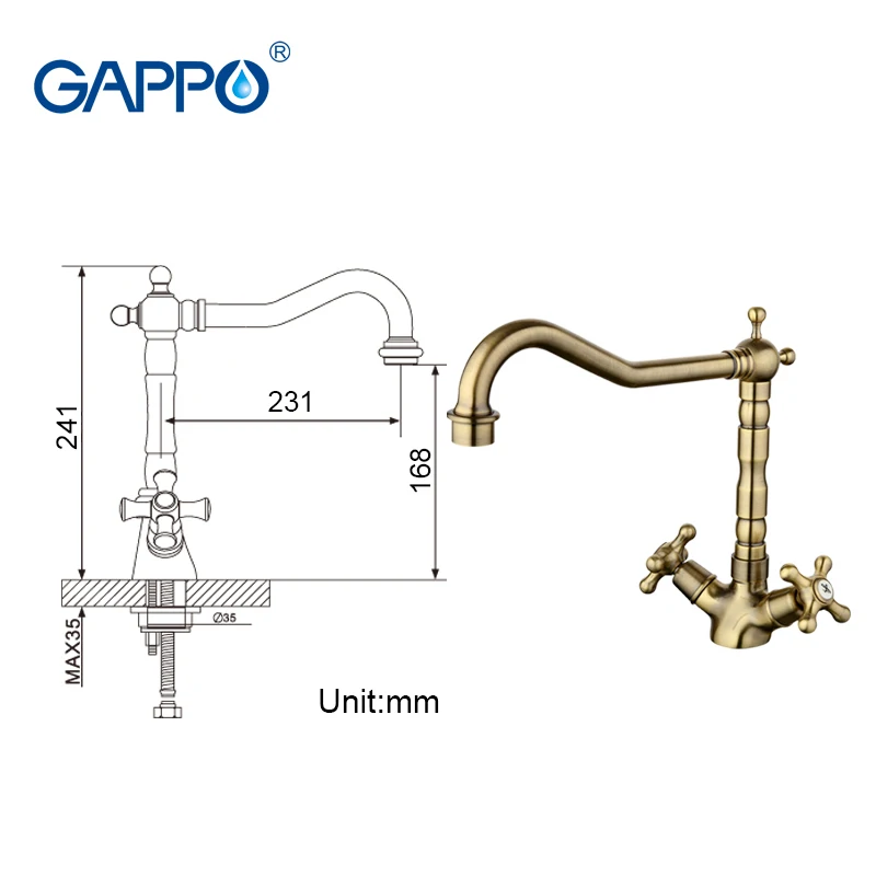 GAPPO antique kitchen faucet water mixer taps