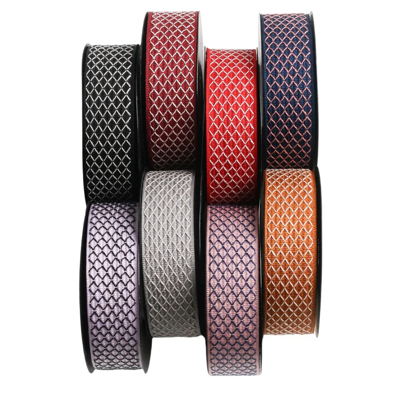 Cotton grid with manual bow hair bright packaging materials, hat diamond mesh ribbon