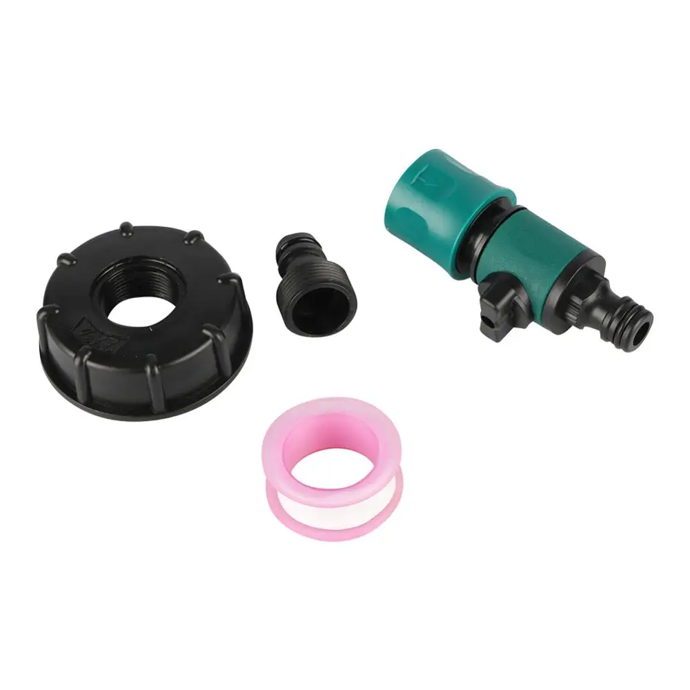 60mm Thread IBC Tank Adapter Tap Connector Replacement Valve Fitting 16mm Quick Connector with Valve Irrigation Pipe Fittings