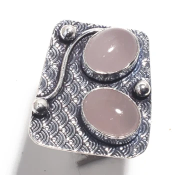 

Genuine Rose Quartz Ring Silver Overlay over Copper , Size: 8 , R6715