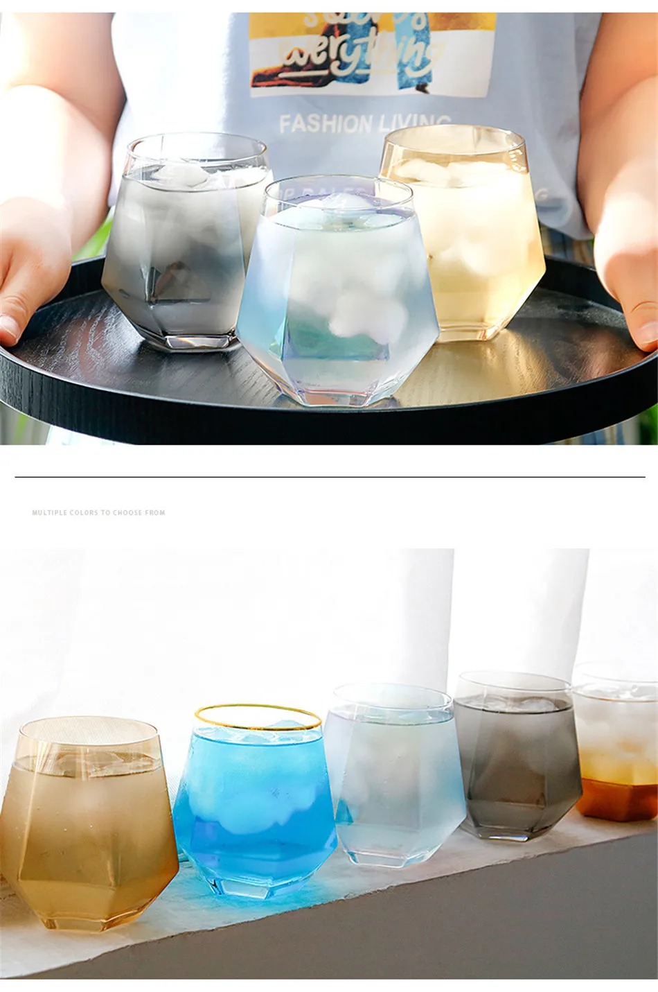 Creative Geometry Glass Cup Golden Rim Crystal Transparent Masonry Coffee Mug Wine cocktail Milk Tea Cup Drinkware Couple Gifts