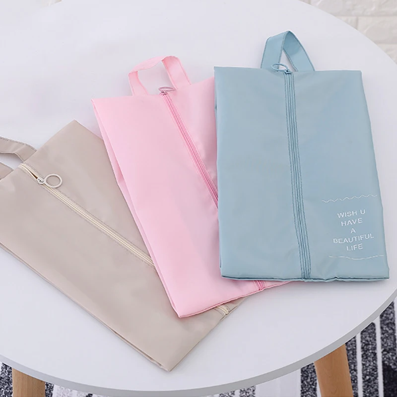 Portable Waterproof Travel Shoe Storage Bag Polyester Zippers Dustproof Covers Shoes Organizer Hand Held Storage Bags