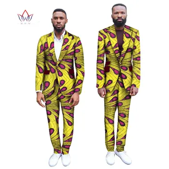 

Men Blazer Suits Jackets Pants Set African Print Men Suits Fashion Business Dress Wedding Suits Blazer Plus Size WYN255