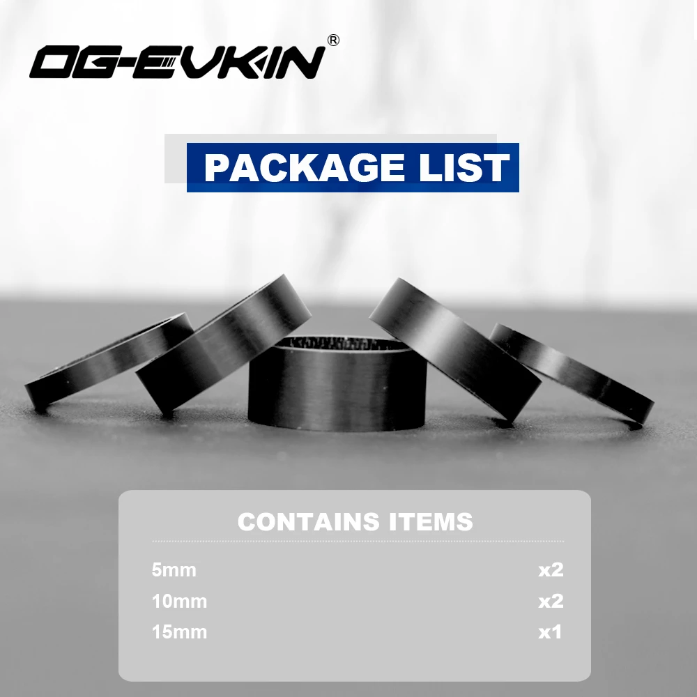 OG-EVKIN CS-001 Bicycle Spacer Set 1/8" 28.6MM 3K Glossy/UD Matte Headset Spacer MTB Road Bike Full Black