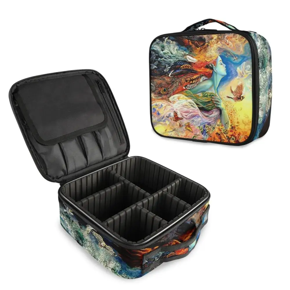 2021 New Art Oil Painting Brand Cosmetic Case Multifunction Travel Makeup Bag Organizer Beautician Large Make Up Suitcase Pouch suitable for samsonite brand wheel suitcase caster suitcase load bearing wheel suitcase wear resistant removable silent roller