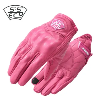 

SSPEC New Classic Retro Motorcycle Gloves Leather Women's Chopper Moto Motorbike Cafe Waterproof Vintage Full Finger Gloves XS-M