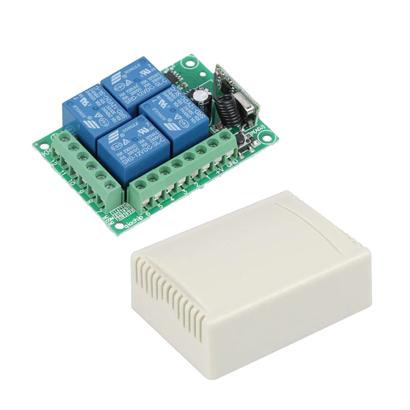 GERMA 433 Mhz универсальный беспроводной пульт дистанционного управления DC12V 4CH релейный модуль приемника+ 4 CH RF пульт дистанционного управления 433 Mhz передатчик DIY - Цвет: 1Receiver