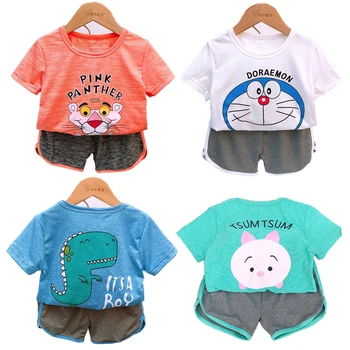 

Baby Girls Boys Clothes Set Summer Children Clothing Infant Cartoon Doraemon Costume for Kids Clothes Outfits 1 2 3 4 5 Years