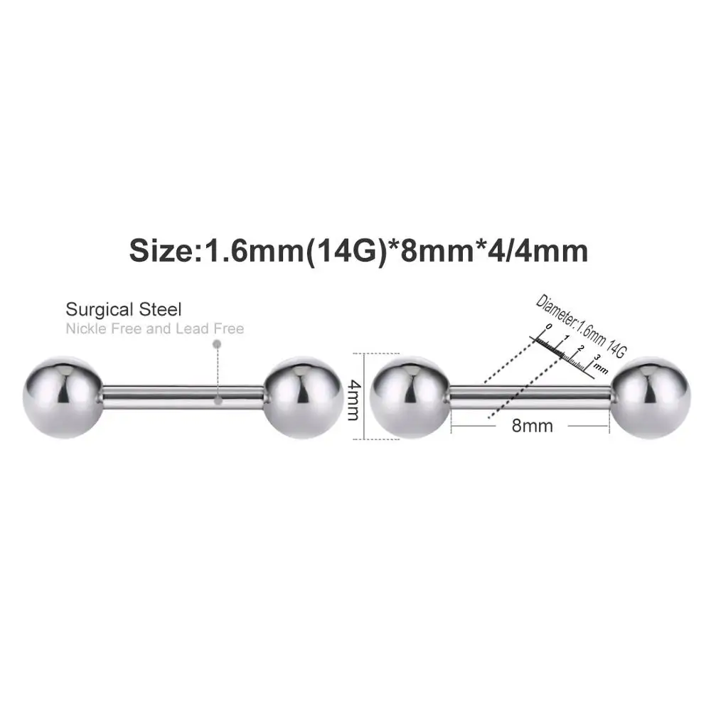 2шт Нержавеющая сталь нос ухо пирсинг для пупка мочка Спираль пирсинг хряща нариз серьги-гвоздики штанга унисекс ювелирные изделия для тела - Окраска металла: 1.6mm 14G-8mm-4mm