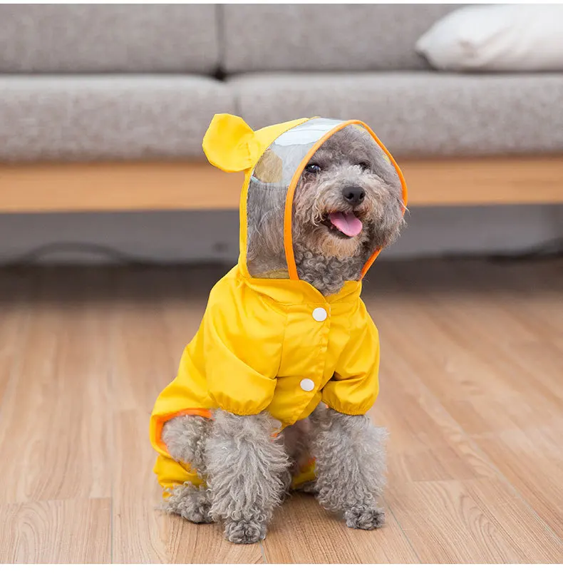 Pet дождевик для маленьких собак мультфильм Милая водонепроницаемая одежда для собак открытый жилет пальто дождевик собаки пончо сетка плащ для домашних животных D1704