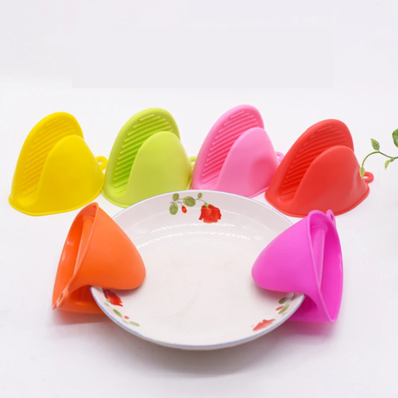 1pc espesar silicona horno guantes Guantes para horno y microondas aislamiento no palo Anti-slip puños tazón olla Clips de utensilios de cocina