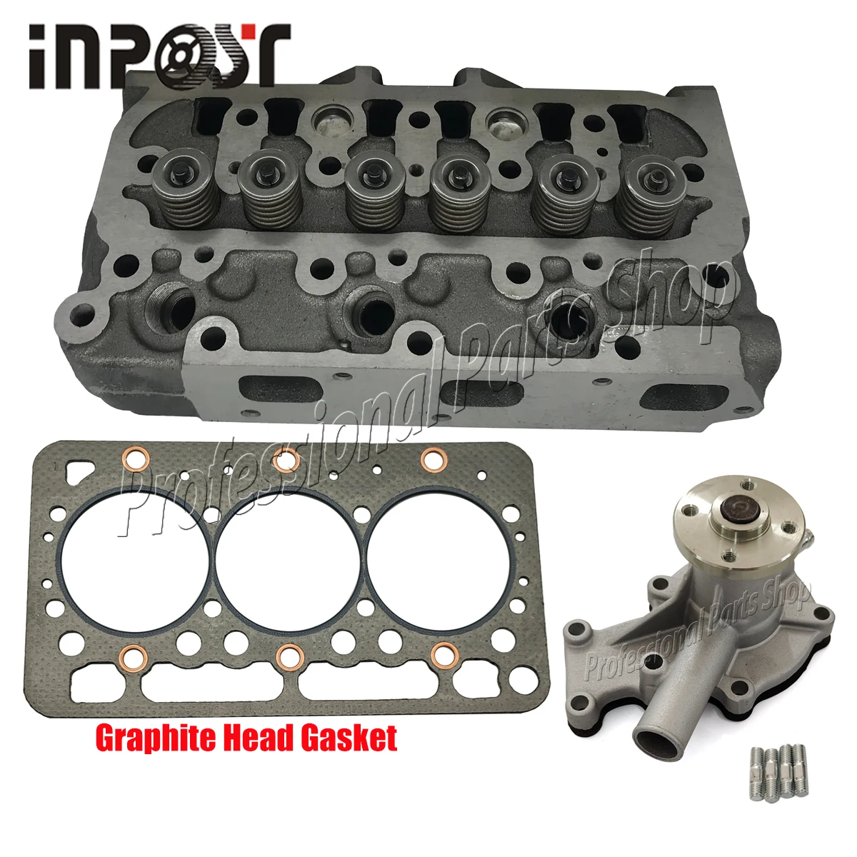 Complete D722 Cylinder Head + Head Gasket + Water Pump 19883-73030 15881-73030 for Kubota D722 engine