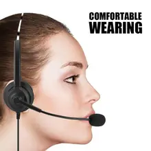 Телефонная гарнитура бинауральная с шумоподавлением Микрофон проводные телефонные наушники для обслуживания клиентов звонок