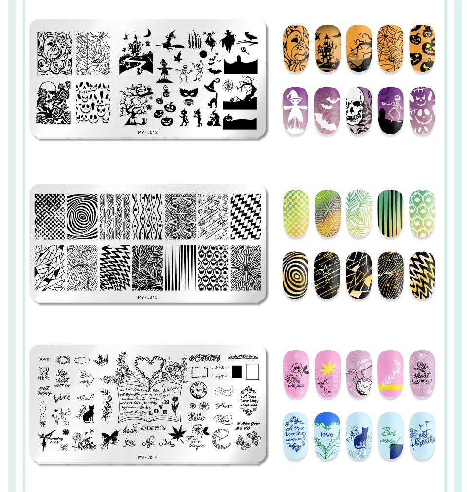 1 шт. PICT YOU Хэллоуин серия ногтей штамповки пластины волшебный кот животное дизайн ногтей штамповка геометрические штампы шаблоны трафареты инструменты