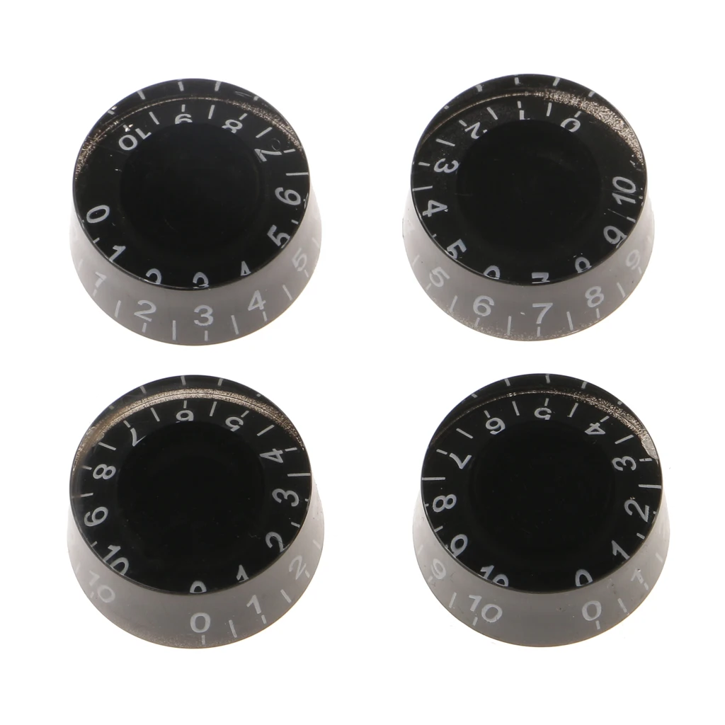 Pack of 4 Volume Tone Control Knobs Caps with Number Plastic for Les Paul Electric Guitar Black