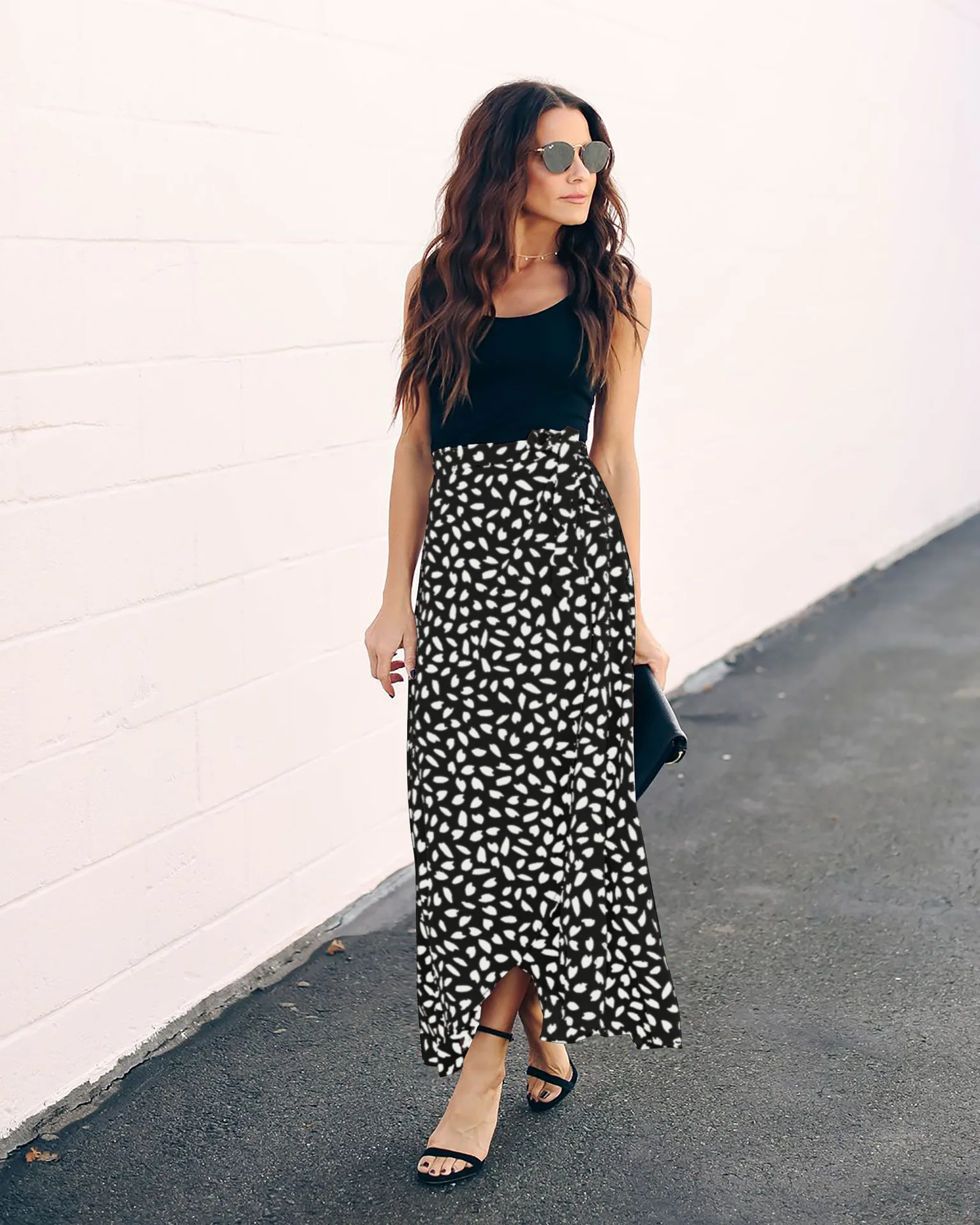 Hot Selling Summer New Products WOMEN'S Dress Polka Dot Printed Slit Long Skirts Skirt 2820