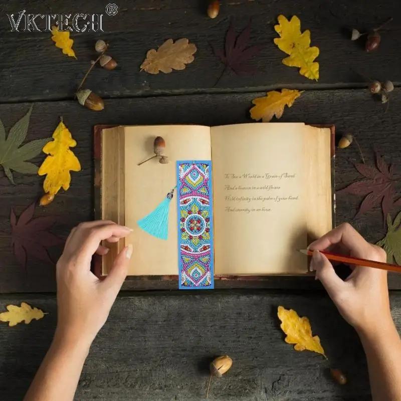 Алмазная вышивка 5D DIY кожа Закладка с кисточкой книжные марки алмазная Вышивка