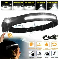 Lampe frontale d'équitation à Induction LED Z3 550LM COB, 1200mAh, Rechargeable par USB, lampe de travail pour la chasse, 3 modes, torche d'avertissement 
