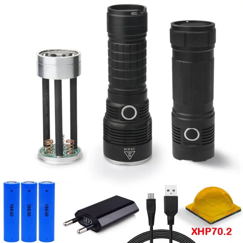 

High lumens XLamp xhp70.2 most powerful led flashlight hunting Rechargeable usb torch xhp70 led 18650 or 26650 battery