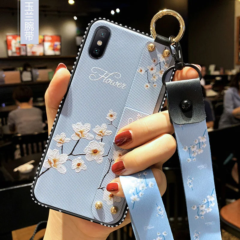 Цветок ремешок чехол для телефона для XiaoMi 9 Honor 8 Lite SE CC9E A3 играть RedMi K20 Pro 7A 6A 6 Pro 5 Plus Note 7 6 iPad Pro 6 5A 4X4 3 Y3