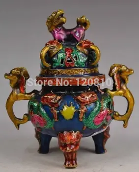 

Delicate Oriental Vintage Copper Handwork Cloisonne Dragon Incense Burners