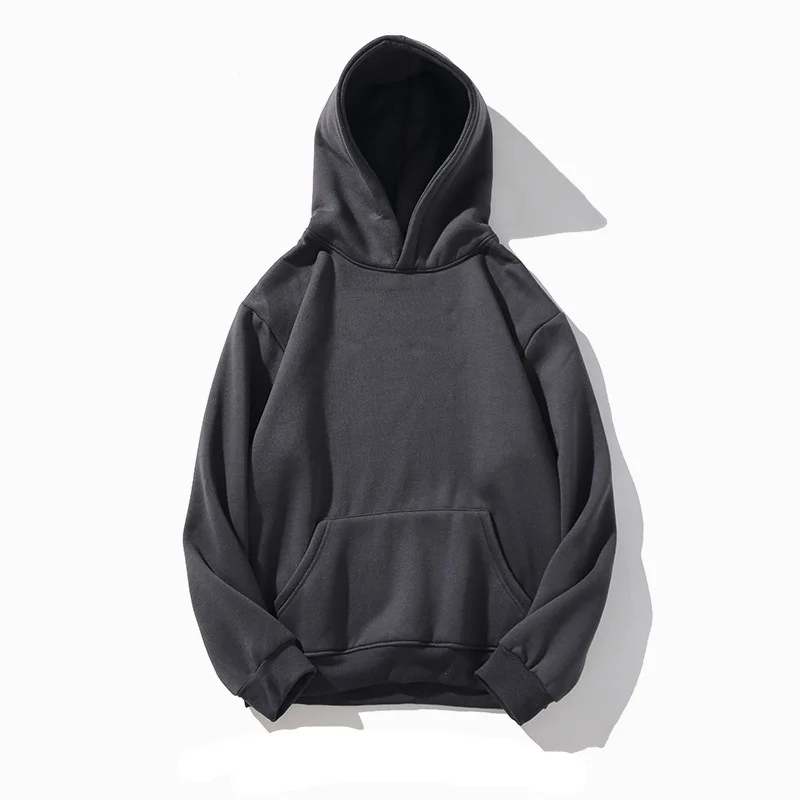 FOJAGANTO Fashion Brand Men's Solid Color Hoodies Autumn Winter Male Casual Hoodies Men Fleece Warm Hoodies Sweatshirt Tops - Цвет: Dark Gray