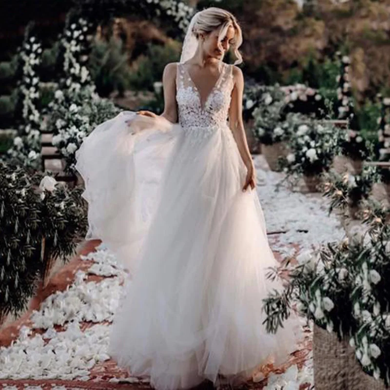 bohemian wedding dress a line