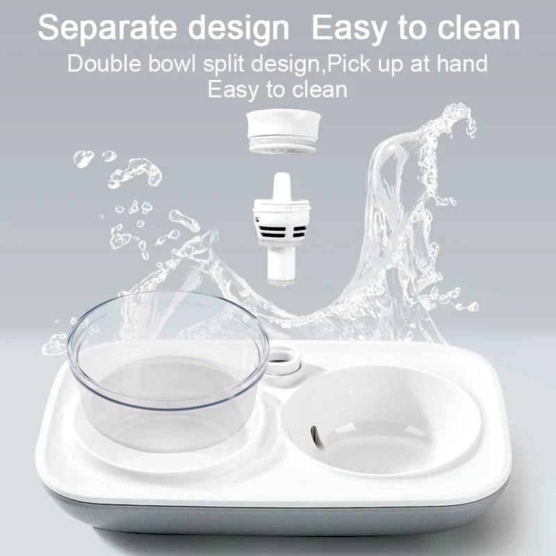 Double Dog Bowl Pet Feeding Non Slip Automatic Water Dispenser