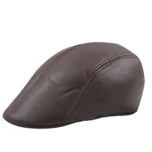 Autumn Winter Men Beret Caps Leather Solid Thermal Visor Hat Casual Breathable Beret Flat Cap Black Brown Beret Bomme